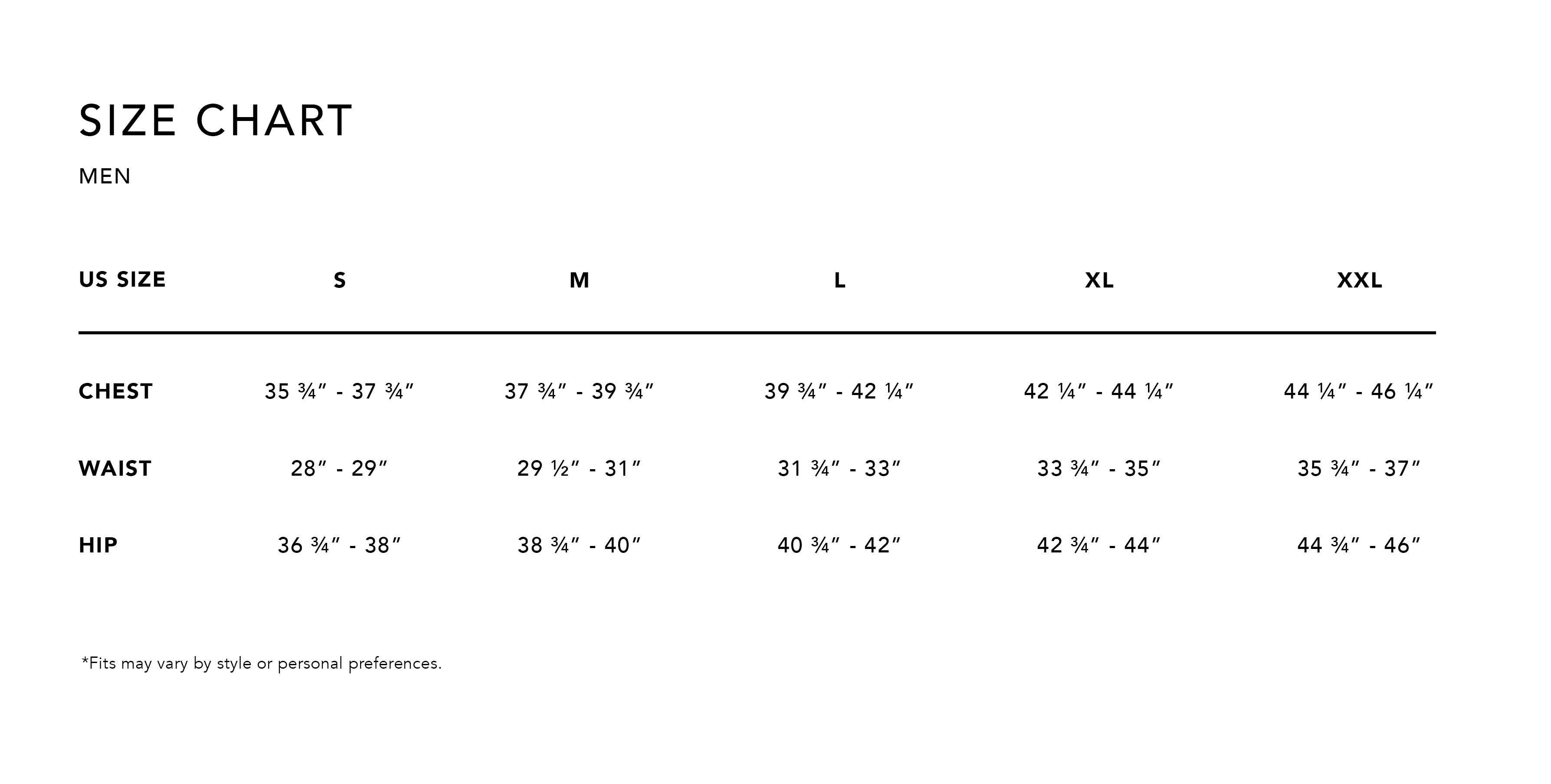 Size Chart